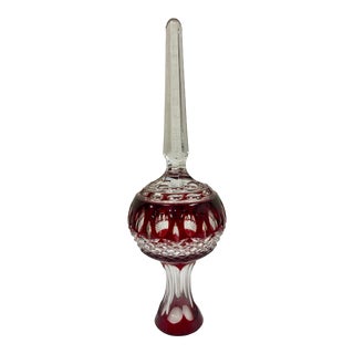 Vintage Waterford Crystal Clarendon Ruby Red Tree Topper - With Box For Sale