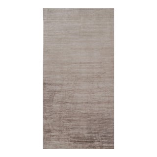 Rug & Kilim’s Oversized Modern Textural Rug in Brown, White and Beige Striae - 11x22 For Sale