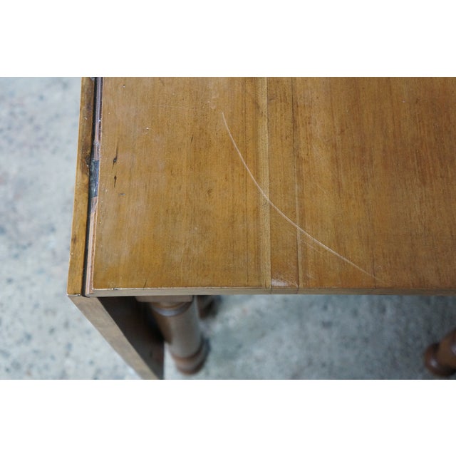 Mid 19th Century Antique Early American 19th C Cherry Gate-Leg Drop Leaf Dining Console Table 60" For Sale - Image 5 of 18