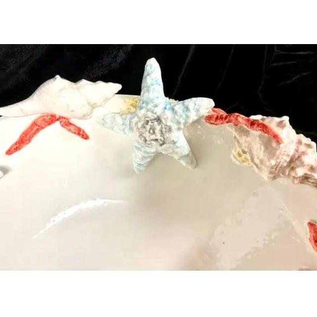 Large Italian Ceramic Seashell Centerpiece Bowl by Borbone Capodimonte For Sale - Image 11 of 13