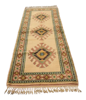 1980s Tribal Hand Knotted Cream Milas Runner Rug