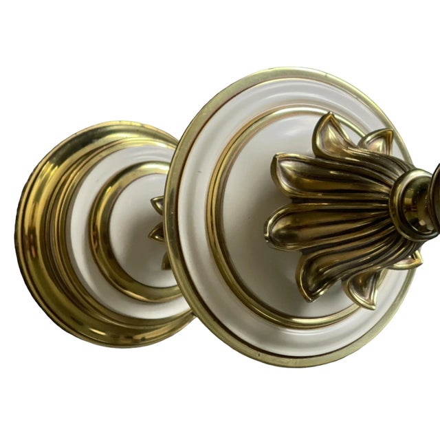 Vintage Hollywood Regency Enamel and Brass Table Lamps Attributed to Tommi Parzinger Stiffel - a Pair For Sale - Image 9 of 10