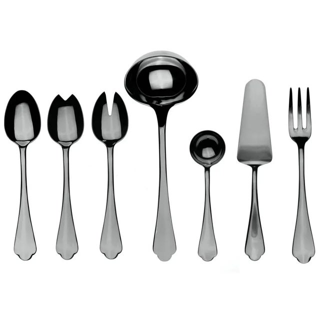 Contemporary Mepra Dolce Vita 7-Piece Serving Set, Mirror Oro Black For Sale - Image 3 of 3