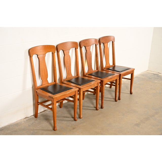 Heywood Wakefield Antique Mission Oak Arts & Crafts Dining Chairs, Set of Four For Sale - Image 14 of 14