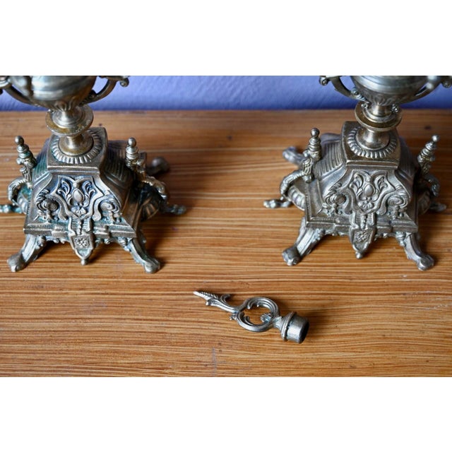 Napoleon III Baroque Brass Candlesticks, 1890s, Set of 2 For Sale - Image 9 of 13