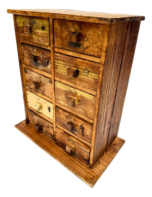 Antique Primitive Ten-Drawer Parts Cabinet, Original Paint