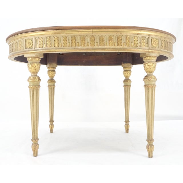 French Gold Gilt Fine Carved 48" Walnut Oval Top Dining Center Table Stunning! For Sale - Image 10 of 14