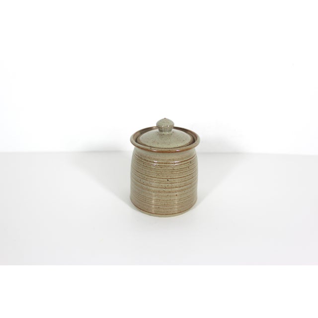 Vintage French Studio Pottery Honey Pot Jar For Sale - Image 6 of 9