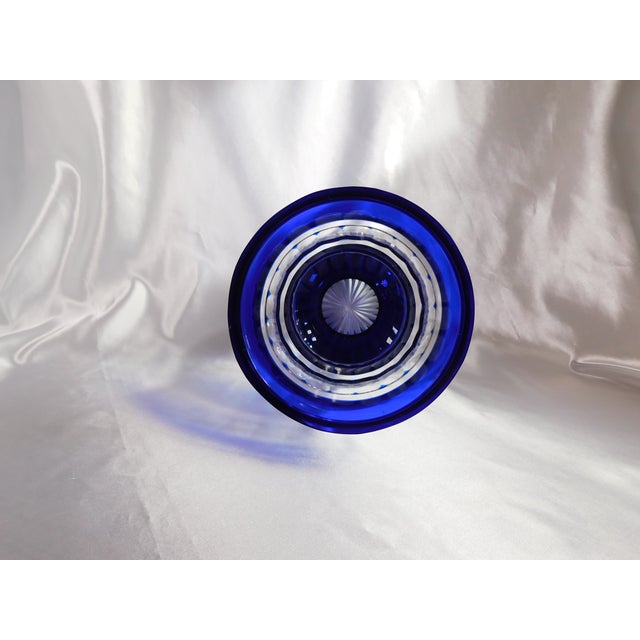 1950s Large Blue Cut to Clear Vase For Sale In San Francisco - Image 6 of 7