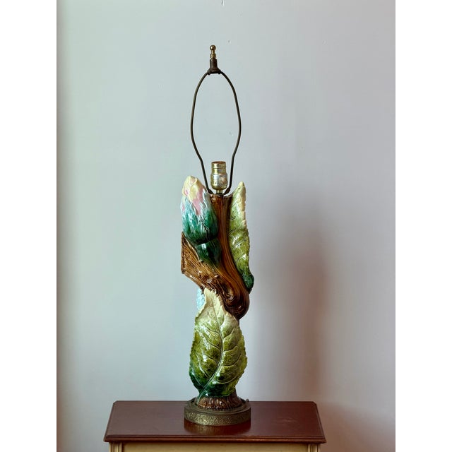 Majolica Style Botanical Table Lamp For Sale - Image 13 of 13