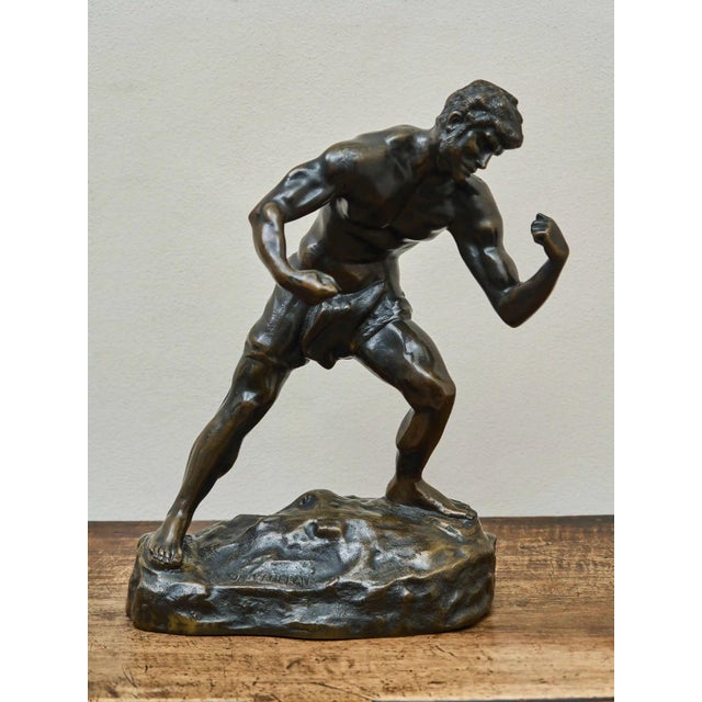 Black Bronze Statue of an Athlete by Jef Lambeaux For Sale - Image 8 of 8