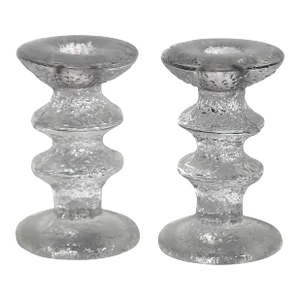 Pr. Iittala Festivo Glass Candlesticks by Timo Sarpaneva Signed Ts Circa 1960's