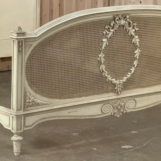 19th Century French Louis XVI Painted Queen Bed With Caning For Sale - Image 15 of 18