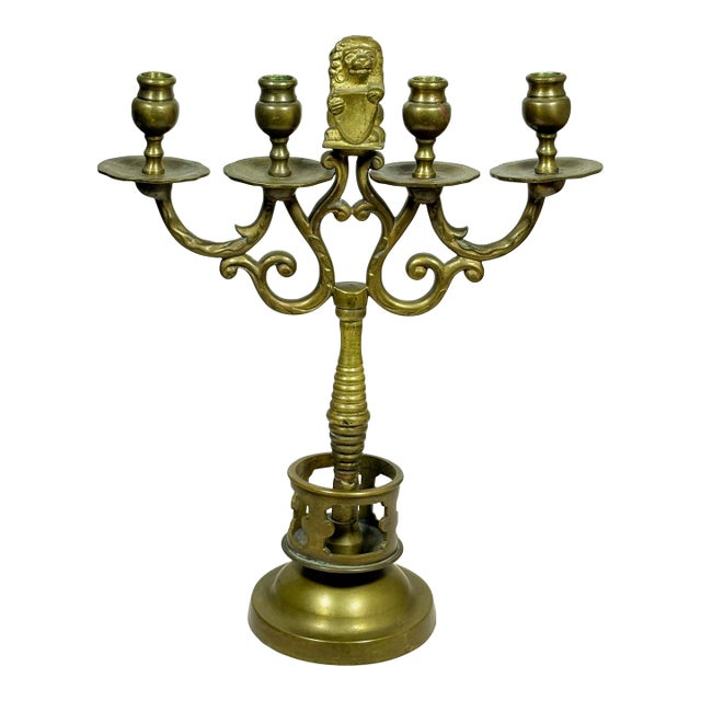 Antique Brass Candelabrum For Sale