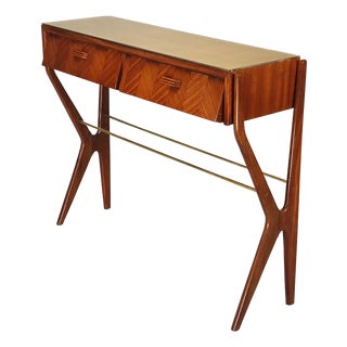 Italian Console with Glass Top and Drawers, 1950 For Sale