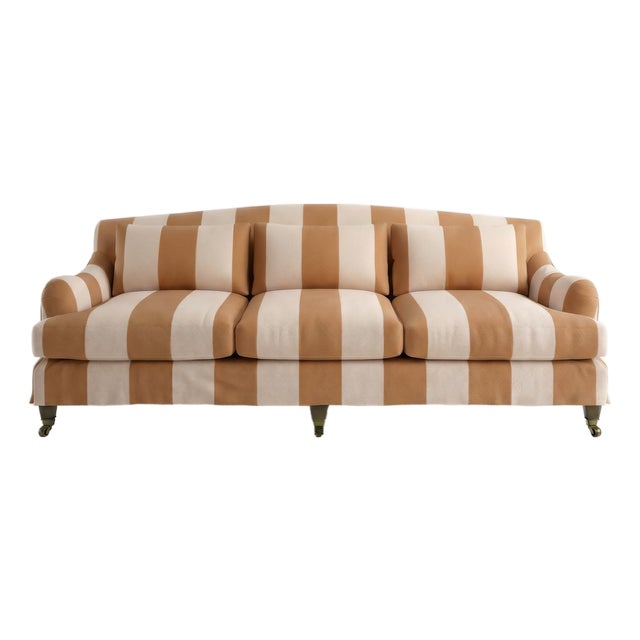 Sophie Conran Felix 4 Seater Sofa in Caramel Wide Stripes For Sale