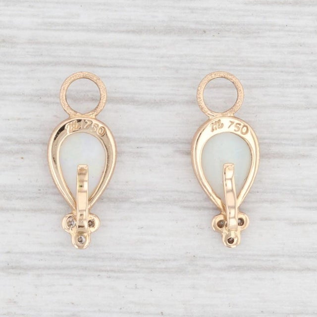 Gem: Natural Opals - Pear Cabochon Cut, Color Flecked White - Natural Diamonds - 0.06 Total Carats, Round Brilliant Cut, H...