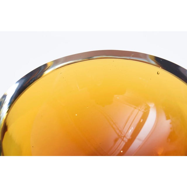 1960s Vintage Signed Murano Thick Walled Sommerso Glass Bowl Amber, Brown, Clear, 1960's For Sale - Image 5 of 10