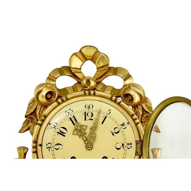 Rococo Vintage Swedish Gilt Carved Wood Wall Clock, 1950 For Sale - Image 3 of 5