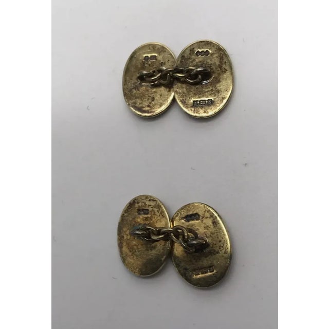 Scottish Plaid Enamel and Vermeil Sterling Neiman Marcus Cufflinks From England - 2 Pieces For Sale - Image 6 of 11