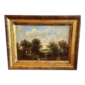 Original 19th C. Antique Oil Painting, Norwich School Landscape