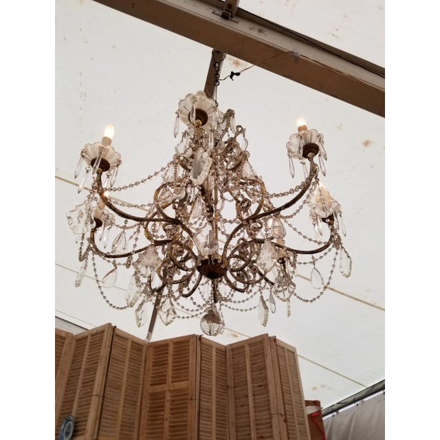 Shabby Chic 1940s Large Beaded Italian Chandelier For Sale - Image 3 of 4