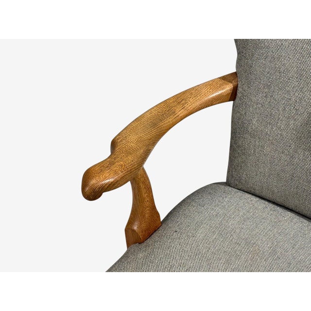 Danish Cabinetmaker, Armchairs, Oak, Gray Wool, Denmark, 1950s For Sale - Image 9 of 12