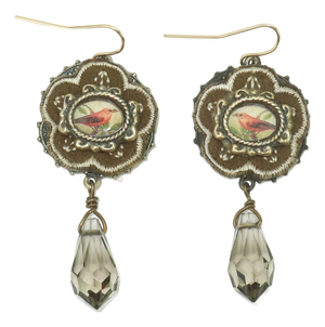 Elements Jill Schwartz Collage Crystal Drop Earrings With Bird Motif