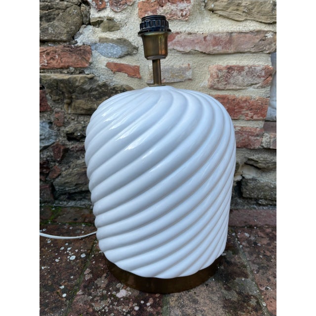 Metal Tommaso Barbi Ceramic and Brass Lamp, Italian 1970s For Sale - Image 7 of 7