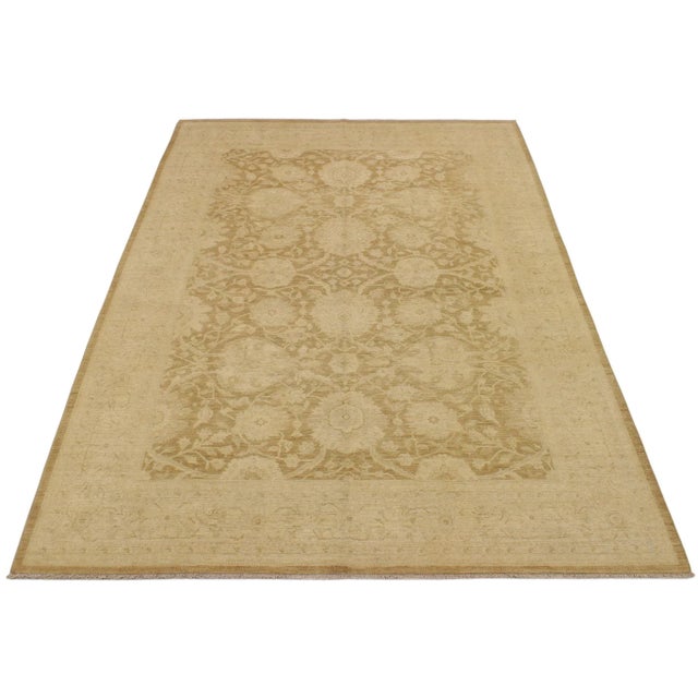 Boho Chic Boho Chic Ziegler Brown Beige Hand-Knotted Wool Rug - 9'0'' X 12'0'' For Sale - Image 3 of 7