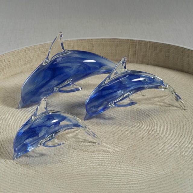 Marinella Decorative Blue Glass Dolphin, Small For Sale - Image 4 of 6