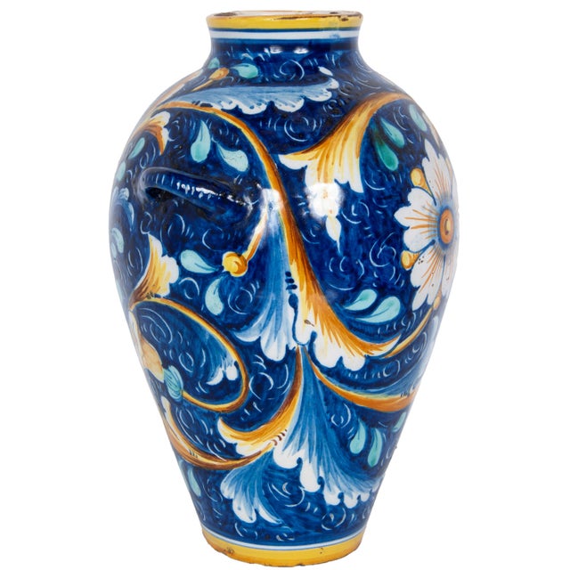 Pair Antique 18thC Italian Majolica Pottery Portrait Vases Apothecary Jars 1700 For Sale - Image 4 of 18