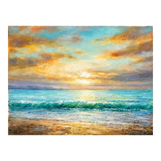 Ocean Sunrise by Eric Son | Beach Seascape Original Oil Painting 12 X 16" For Sale
