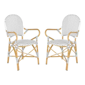 Indoor-Outdoor Stacking Armchair in Grey & White - a Pair