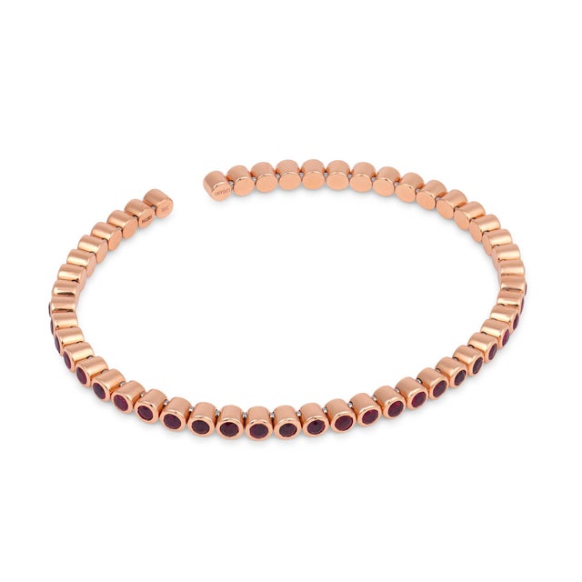 Modern Lugano 3.00 Carat Ruby 18k Rose Gold Bezel Bangle For Sale - Image 3 of 6