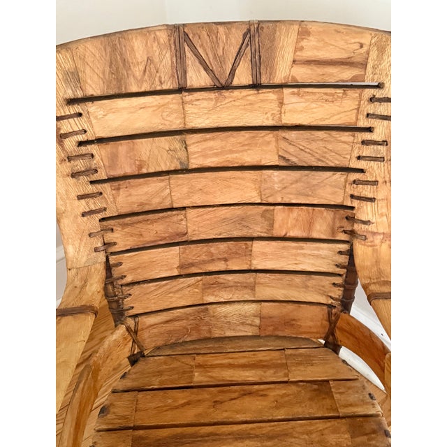 Rustic Midcentury Folk Art Southwestern Chair With Leather and Bentwood, Circa 1960s For Sale - Image 3 of 15