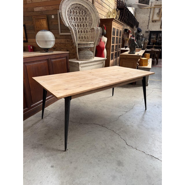 Vintage Fir Table with Tolix Legs For Sale - Image 8 of 8