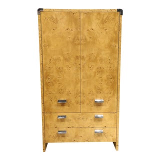 1980s Burl Wood Armoire by Leon Rosen for Pace Collection For Sale