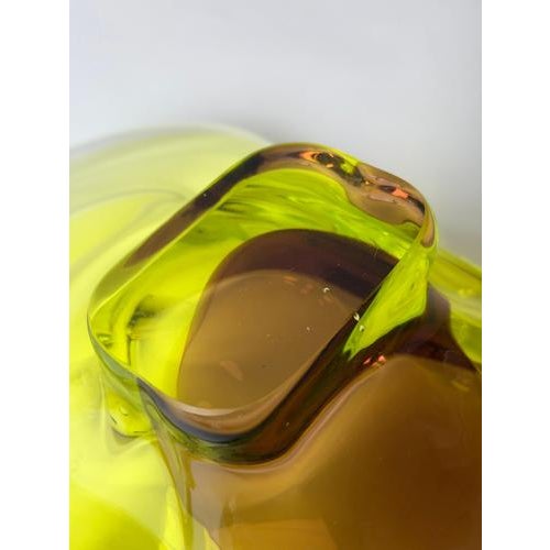 Vintage Murano Sommerso Apple Green and Brown Glass Bowl with Organic Sculptural Form, 1970 For Sale - Image 15 of 16