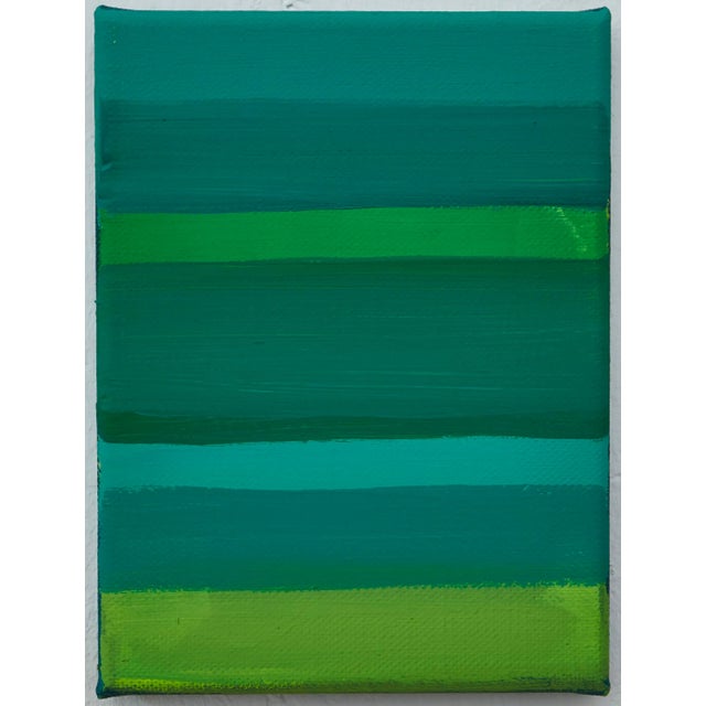 Green "Horizontal Lines 7" Small Abstract Acrylic Painting by Simon Findlay For Sale - Image 8 of 8