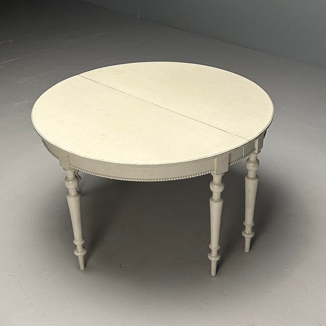 Paint Gustavian, Large Swedish Dining Table, Gray Paint Distressed, Sweden, 1970s For Sale - Image 7 of 12