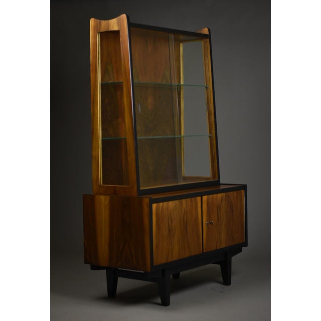 1960s Mid-Century Modern Walnut Showcase Cabinet by R. T. Halas, Poland, 1960s For Sale - Image 5 of 11