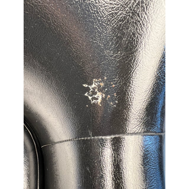 Mid 20th Century Pair of Black Leather Mid-Century Modern Swivel Chairs For Sale - Image 11 of 17