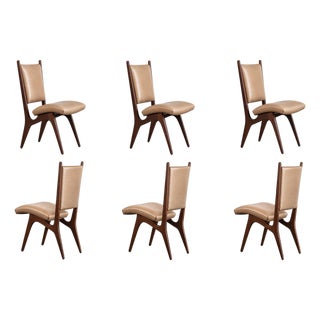 Set of Six Vladimir Kagan Sculpted Sling Dining Chairs, Model Vk 101 For Sale