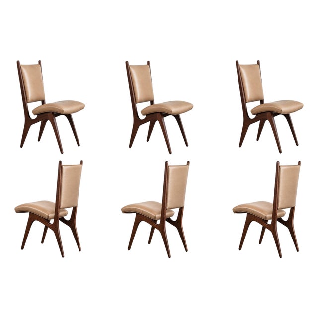 Set of Six Vladimir Kagan Sculpted Sling Dining Chairs, Model Vk 101 For Sale