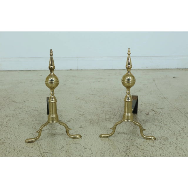 Virginia Metalcrafters Colonial Williamsburg Brass Fireplace Andirons