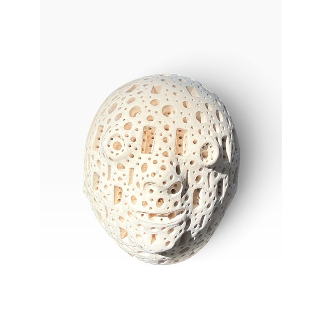 Figurative Alexander Ney Perforated Terracotta Head Sculpture, C. 1980s For Sale - Image 3 of 13