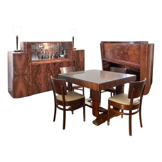 Art Deco Paul Dining Table and Chairs from De Coene Frères, Kortrijk, 1936, Set of 7 For Sale