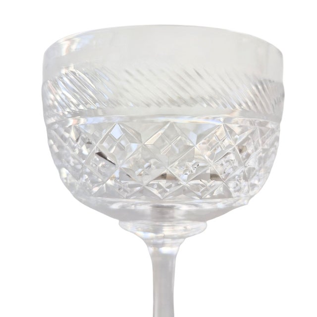 1990s Vintage Tudor Crystal Champagne Coupes Set of 4 Made in England Cocktail Barware For Sale - Image 5 of 9