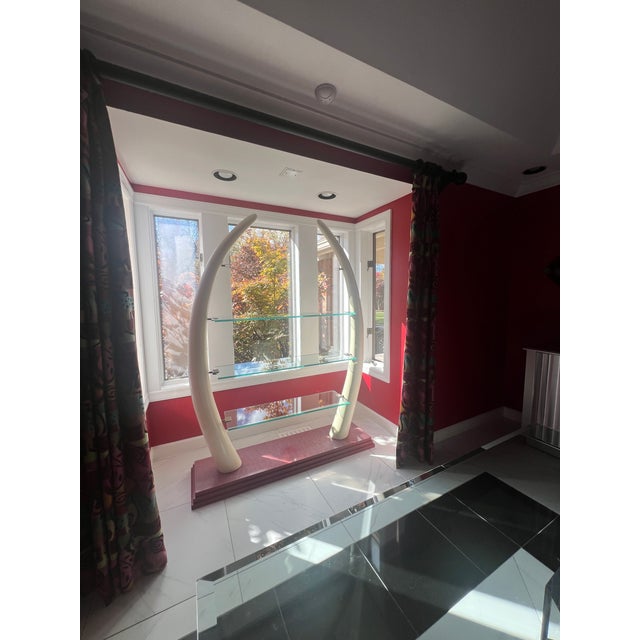 Beautiful Faux Elephant Tusks Etagere . Circa 1960's For Sale - Image 4 of 7